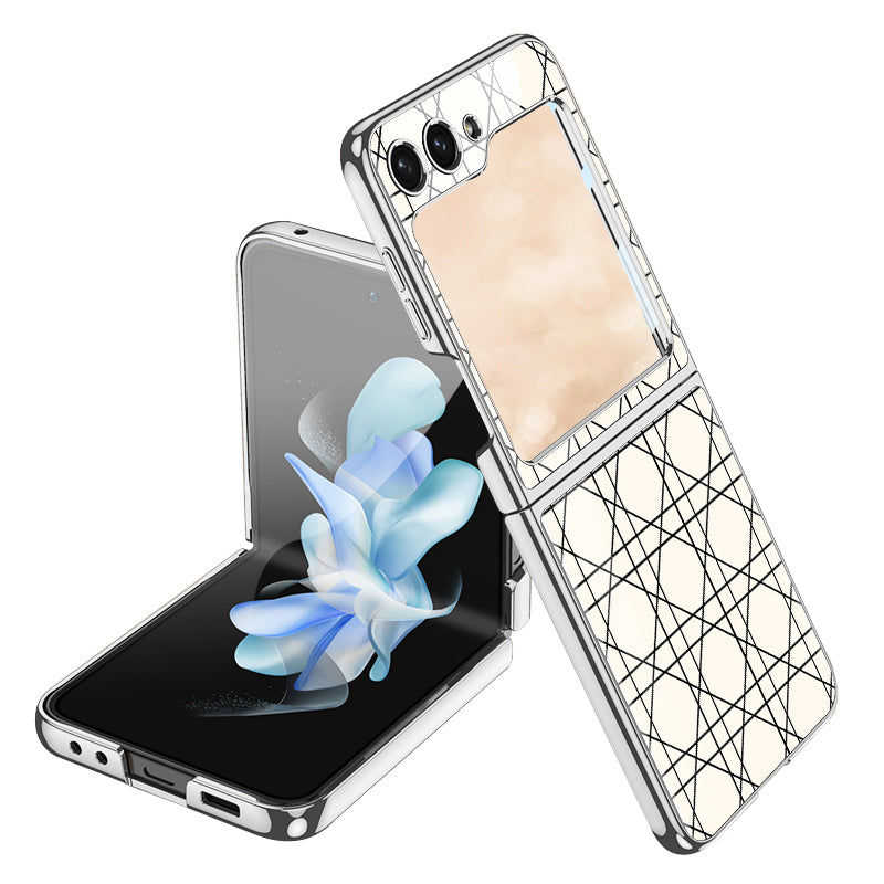 GKK Style 3 For Samsung Galaxy Z Flip5 5G Hard PC Phone Case Pattern Printing Shockproof Phone Cover with Tempered Glass Film GKK Style 3 For Samsung Galaxy Z Flip5 5G Hard PC Phone Case Pattern Printing Shockproof Phone Cover with Tempered Glass Film